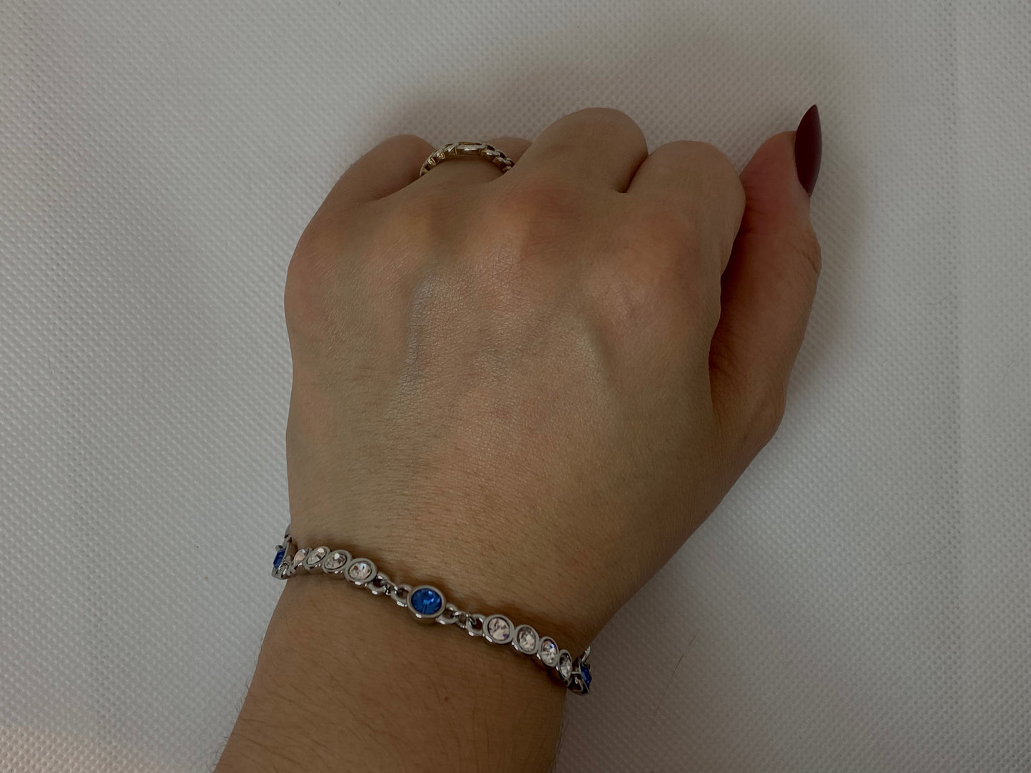 #4 Exclusive Platinum Plated Bracelet with Sky-blue Crystal