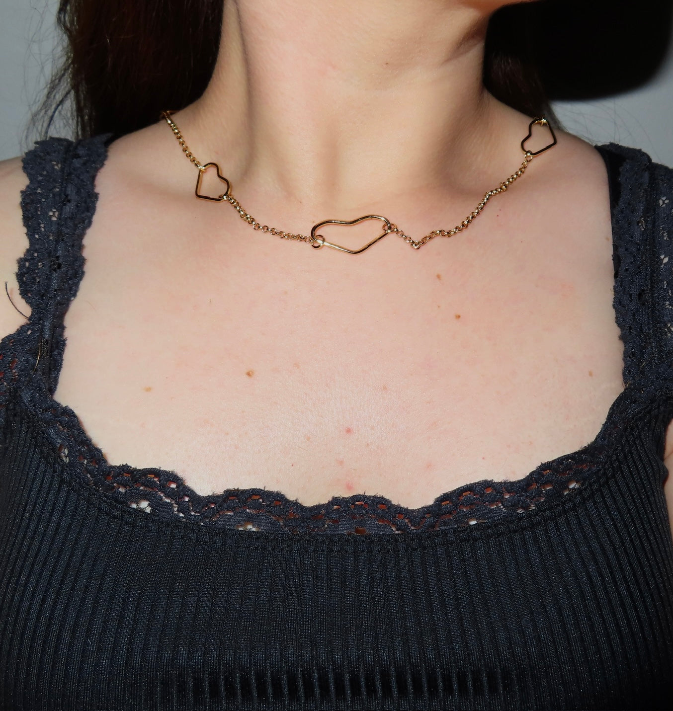 #33 Gold Necklace with Hearts