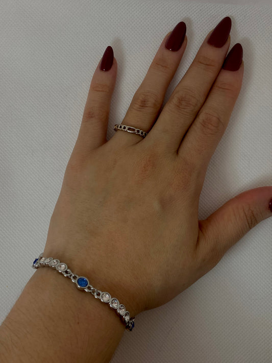 #4 Exclusive Platinum Plated Bracelet with Sky-blue Crystal