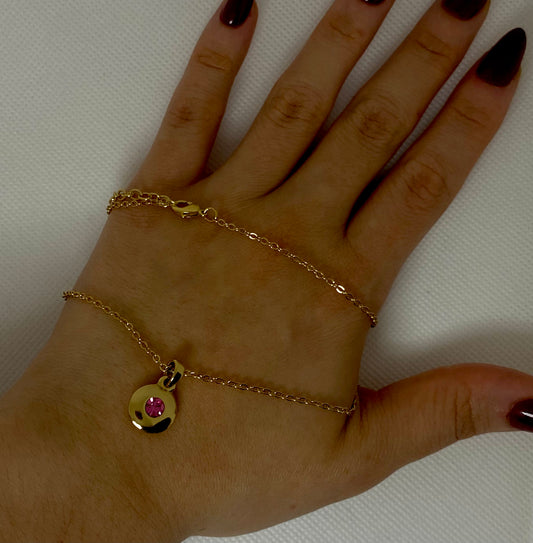 #14 Gold Necklace with Light Pink stone