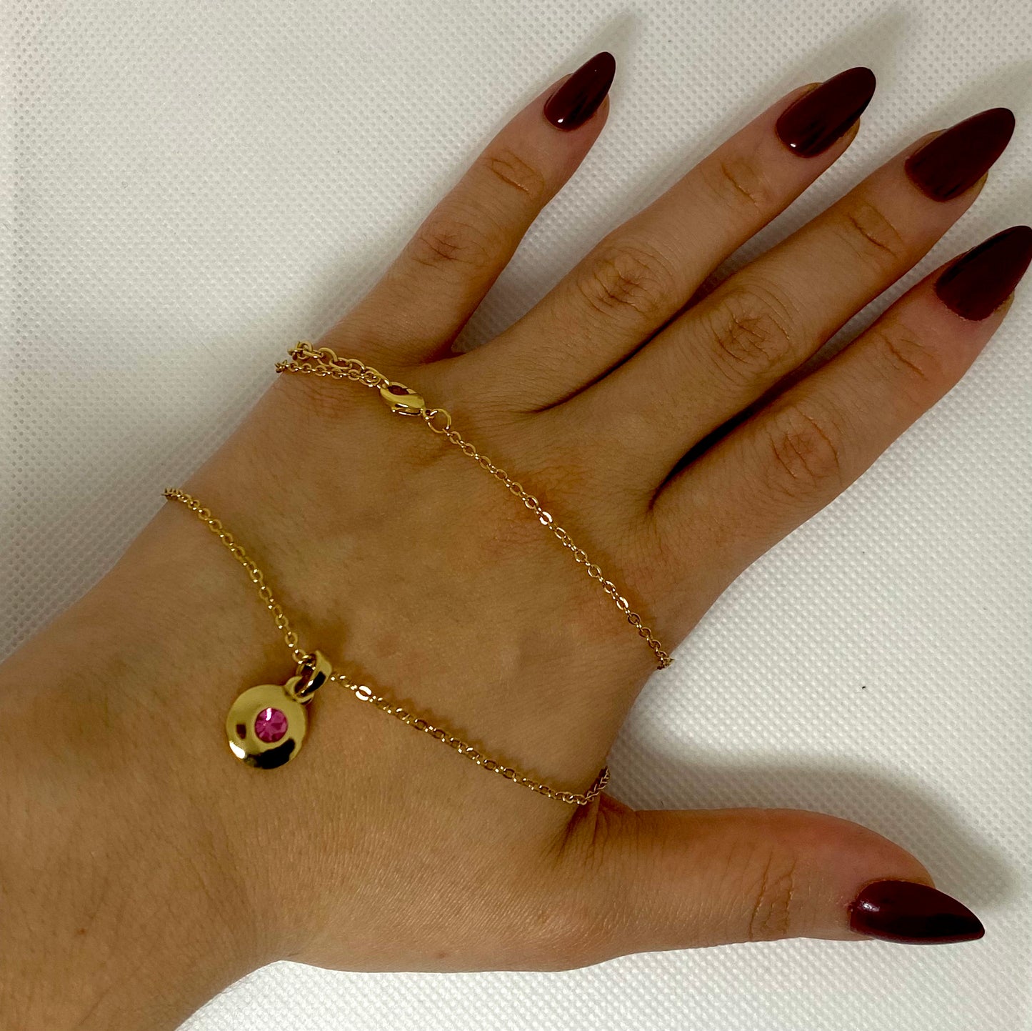 #14 Gold Necklace with Light Pink stone