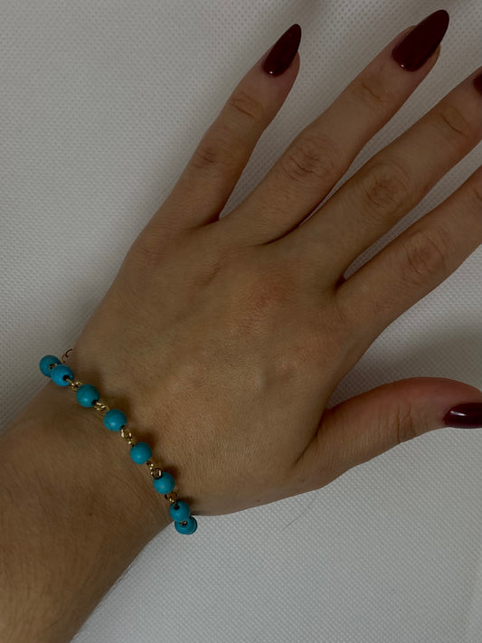 #19 Turquoise Beaded Bracelet with Cross
