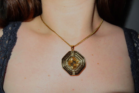#21 Gold-Plated Necklace with Gold Octagon-Shaped Pendant