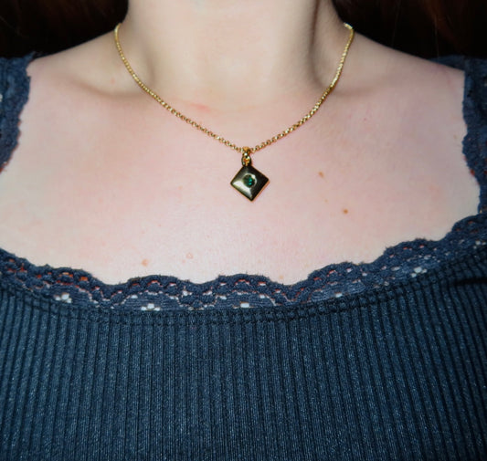 #32 Gold Necklace with Diamond Shape Pendant