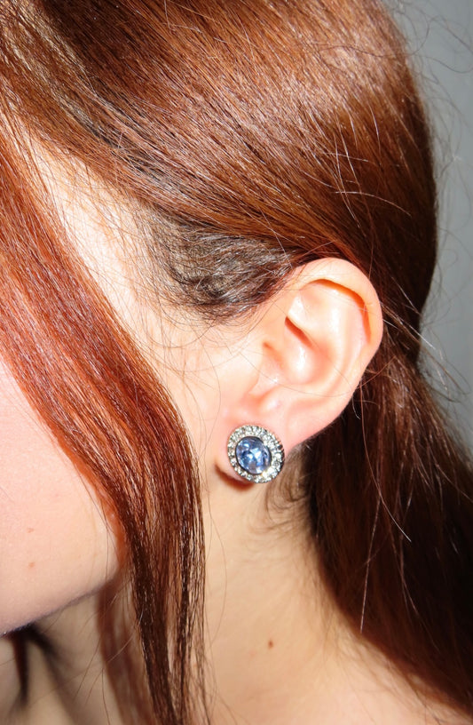 #42 Blue Crystal Stud Earrings