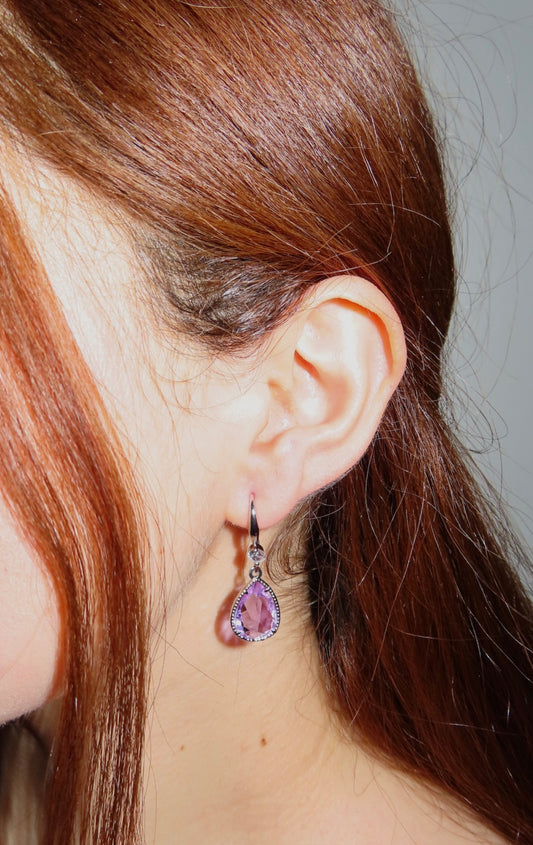 #44 Purple Teardrop Earrings