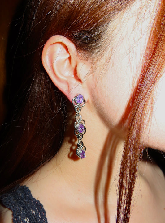#49 Platinum Dangle Earrings with Lilac Diamonice