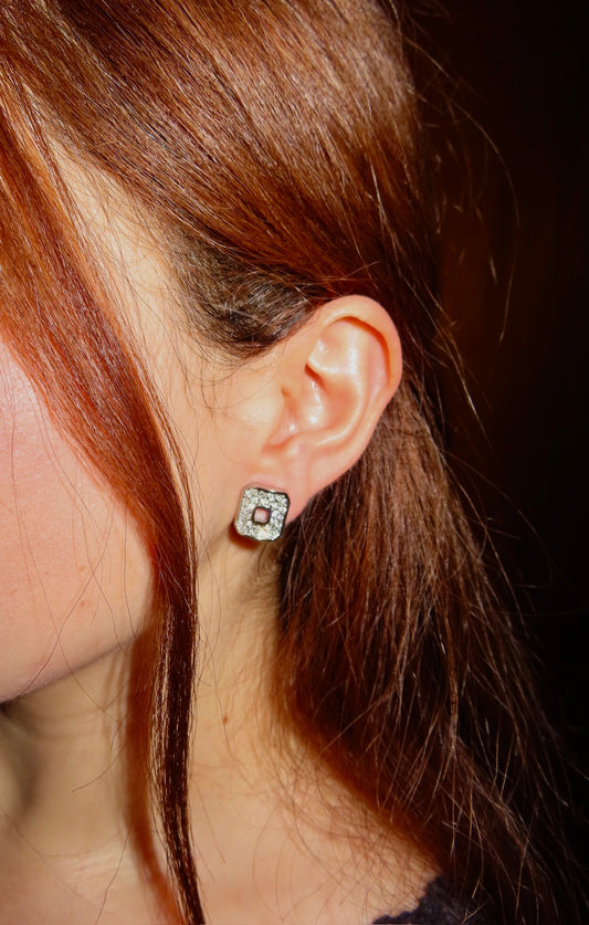 #50 Sparkling Open-Square Crystal Studs